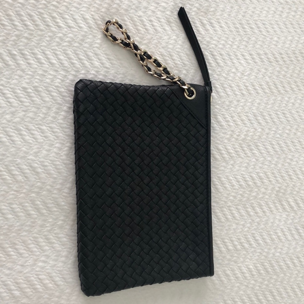 Banana Republic Woven Black Leather Clutch